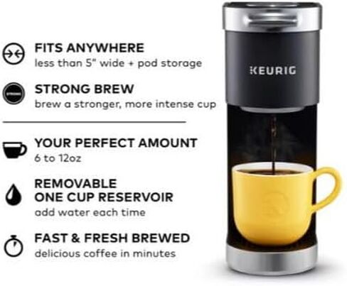 ماكينة صنع القهوة Keurig K-Mini Plus ذات الخدمة الفردية مع مجموعة تخزين K-Cup (أسود) مع سائل إزالة الترسبات و12 قطعة من الشواء الإيطالي (3 قطع) in Kuwait