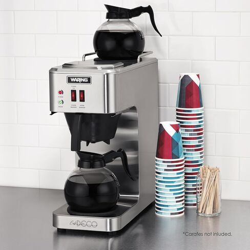 Waring WCM50 Café Deco Pour Over Decanter Coffee Brewer، هيكل من الفولاذ المقاوم للصدأ، مدافئ تعمل بشكل فردي، لا تتطلب سباكة، 120 فولت، قابس 5-15 مرحلة، فضي in Kuwait