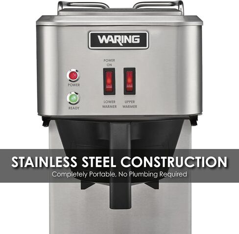 Waring WCM50 Café Deco Pour Over Decanter Coffee Brewer، هيكل من الفولاذ المقاوم للصدأ، مدافئ تعمل بشكل فردي، لا تتطلب سباكة، 120 فولت، قابس 5-15 مرحلة، فضي in Kuwait