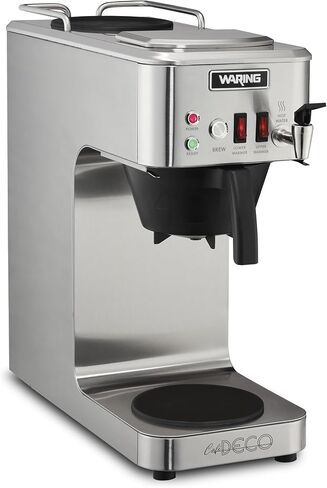 Waring WCM50 Café Deco Pour Over Decanter Coffee Brewer، هيكل من الفولاذ المقاوم للصدأ، مدافئ تعمل بشكل فردي، لا تتطلب سباكة، 120 فولت، قابس 5-15 مرحلة، فضي in Kuwait