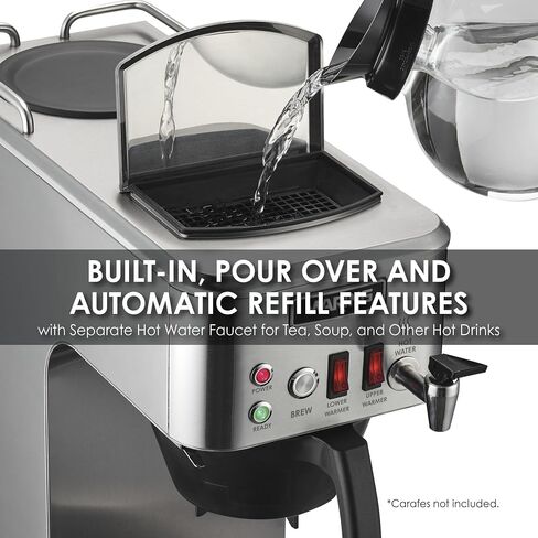 Waring WCM50 Café Deco Pour Over Decanter Coffee Brewer، هيكل من الفولاذ المقاوم للصدأ، مدافئ تعمل بشكل فردي، لا تتطلب سباكة، 120 فولت، قابس 5-15 مرحلة، فضي in Kuwait