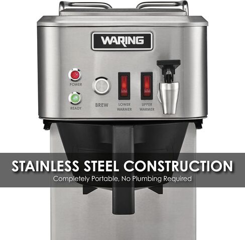 Waring WCM50 Café Deco Pour Over Decanter Coffee Brewer، هيكل من الفولاذ المقاوم للصدأ، مدافئ تعمل بشكل فردي، لا تتطلب سباكة، 120 فولت، قابس 5-15 مرحلة، فضي in Kuwait