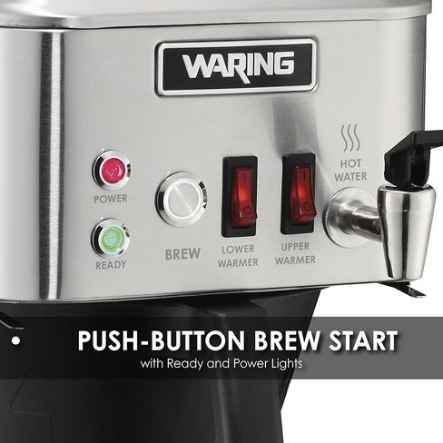 Waring WCM50 Café Deco Pour Over Decanter Coffee Brewer، هيكل من الفولاذ المقاوم للصدأ، مدافئ تعمل بشكل فردي، لا تتطلب سباكة، 120 فولت، قابس 5-15 مرحلة، فضي in Kuwait