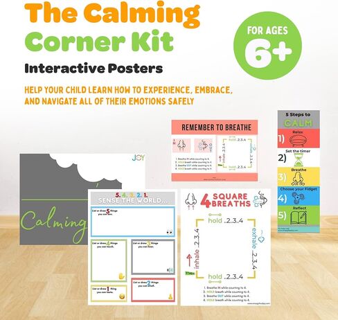Secondary Calm Down Corner Classroom kit, Feelings Poster, Social-Emotional Posters, Dry Erase Board Social-Emotional Sensory Fidget Toolbox (Calming Corner Kit) in Saudi Arabia