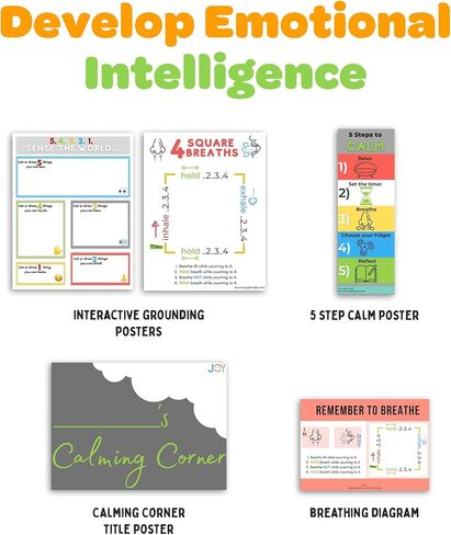 Secondary Calm Down Corner Classroom kit, Feelings Poster, Social-Emotional Posters, Dry Erase Board Social-Emotional Sensory Fidget Toolbox (Calming Corner Kit) in Saudi Arabia