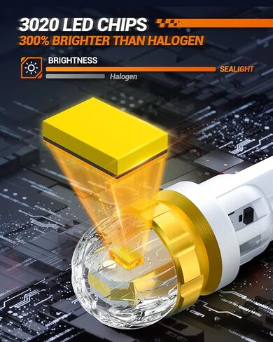 مصباح SEALIGHT 194 LED أصفر كهرماني 168 T10 W5W 2825 فائق السطوع 360 درجة LED لمبات بديلة 3020SMD لضوء لوحة الترخيص، ضوء القبة، ضوء الخريطة، ضوء المجاملة، مصابيح التحديد الجانبية، حزمة من 6 in Saudi Arabia