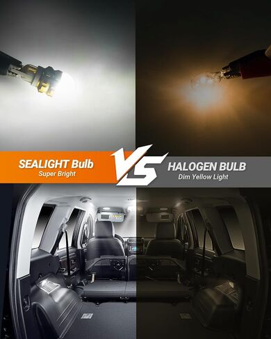 مصباح SEALIGHT 194 LED أصفر كهرماني 168 T10 W5W 2825 فائق السطوع 360 درجة LED لمبات بديلة 3020SMD لضوء لوحة الترخيص، ضوء القبة، ضوء الخريطة، ضوء المجاملة، مصابيح التحديد الجانبية، حزمة من 6 in Saudi Arabia