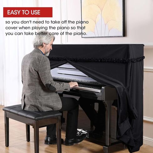 Upright Piano Cover Velvet Full Piano Cover Piano Dust Cover Fits Standard Sized Upright Pianos (velvet black） in Saudi Arabia