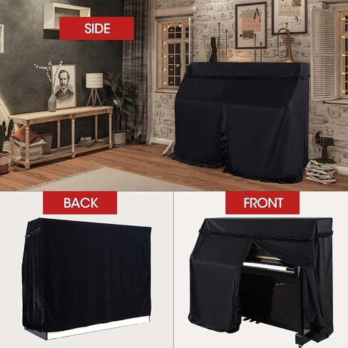 Upright Piano Cover Velvet Full Piano Cover Piano Dust Cover Fits Standard Sized Upright Pianos (velvet black） in Saudi Arabia