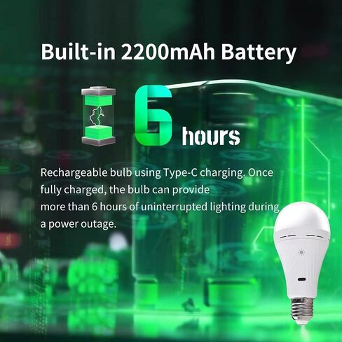 Battery Operated Light Bulb, 2200mAh Rechargeable Light Bulbs with Remote, Lasts for 18 Hours, 7W high Brightness, Wireless Light Bulbs for Lamps, LED Light Bulbs 3000K/2 Pack in Saudi Arabia