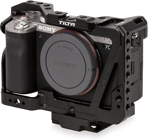 قفص كاميرا كامل مائل متوافق مع هاتف Sony Alpha 7c a7C - أسود - درع واقي ونقاط تثبيت إضافية للملحقات in Saudi Arabia