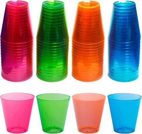 Party Essentials Hard Plastic 2-Ounce Shot/Shooter Glasses, 40-Count, Assorted Neon in Saudi Arabia
