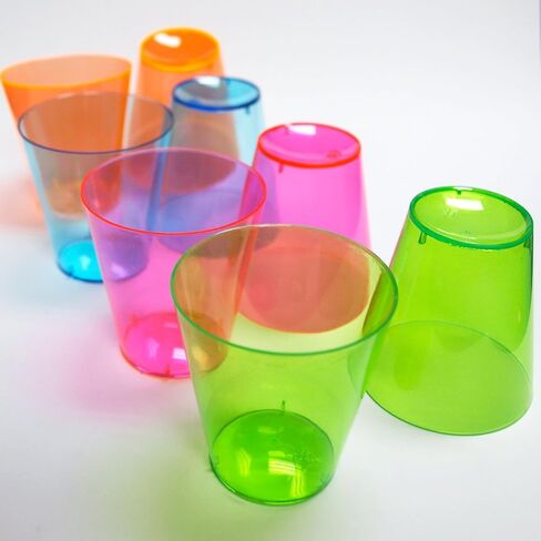 Party Essentials Hard Plastic 2-Ounce Shot/Shooter Glasses, 40-Count, Assorted Neon in Saudi Arabia