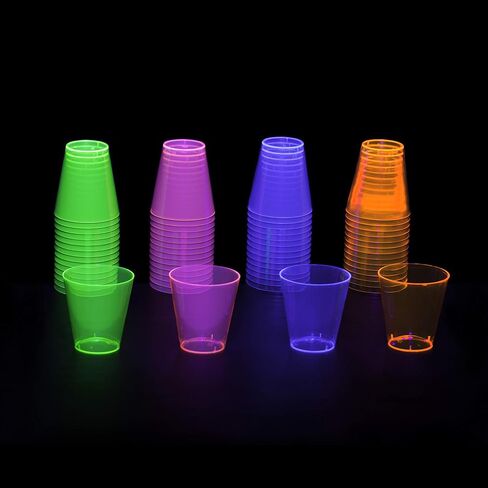 Party Essentials Hard Plastic 2-Ounce Shot/Shooter Glasses, 40-Count, Assorted Neon in Saudi Arabia