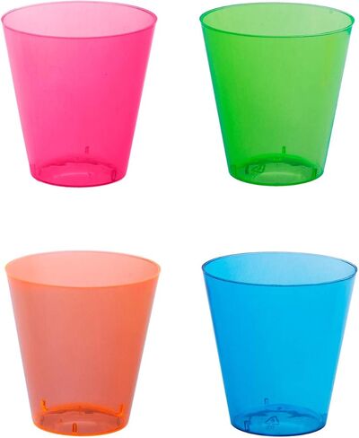 Party Essentials Hard Plastic 2-Ounce Shot/Shooter Glasses, 40-Count, Assorted Neon in Saudi Arabia