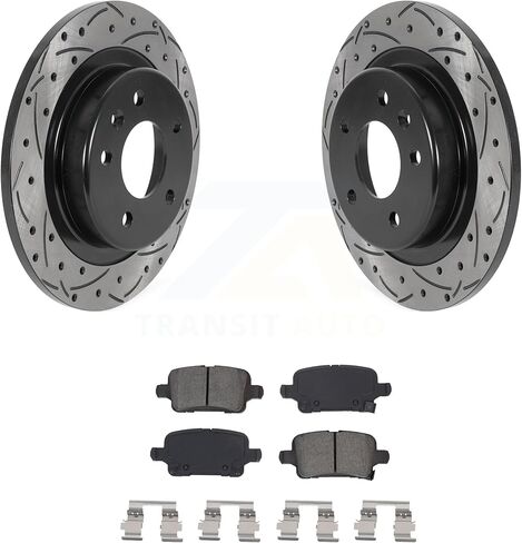 Rear Coated Drilled Slotted Disc Brake Rotors And Semi-Metallic Pads Kit Replacement For Chevrolet Equinox Malibu GMC Terrain Buick LaCrosse Regal TourX KDS-100783 in Saudi Arabia