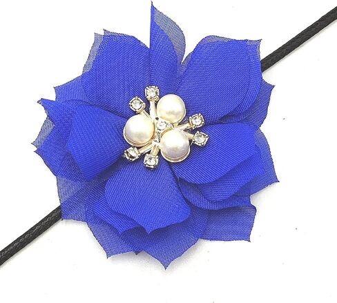 10pcs Khaki Small Chiffon Fabric Flowers Rhinestone Flowers with Beads Cluster Flowers Bows for DIY Craft Wedding Decoration Hair Clips Accessories Sewing Supplies - 2.4" Inch in Kuwait