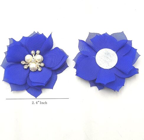 10pcs Khaki Small Chiffon Fabric Flowers Rhinestone Flowers with Beads Cluster Flowers Bows for DIY Craft Wedding Decoration Hair Clips Accessories Sewing Supplies - 2.4" Inch in Kuwait