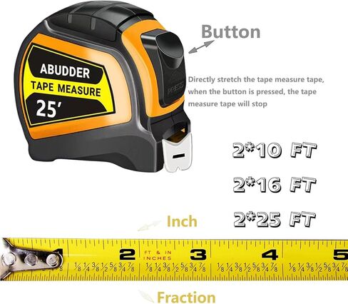 مجموعة شريط قياس، 3 أشرطة قياس (10 بوصات و16 بوصة و25 بوصة)، شريط قياس سهل القراءة قابل للسحب بكسور 1/8، شريط قياس in Kuwait