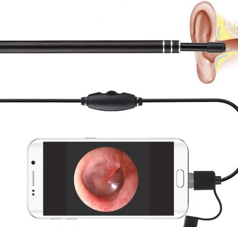 منظار داخلي للهاتف المحمول باللون الأسود، ملعقة أذن مرئية للكاميرا، صماخ سمعي لأجهزة الكمبيوتر التي تعمل بنظام Windows/لأجهزة Android من النوع C in Kuwait