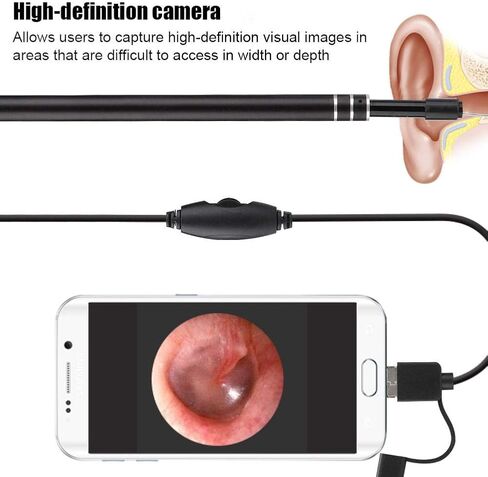 منظار داخلي للهاتف المحمول باللون الأسود، ملعقة أذن مرئية للكاميرا، صماخ سمعي لأجهزة الكمبيوتر التي تعمل بنظام Windows/لأجهزة Android من النوع C in Kuwait