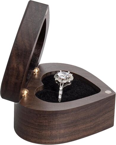 Engagement Slim Wood Ring Box Heart Shaped Ring Case for Proposal,Wedding Ceremony,Christmas Birthday Gift(A promise is forever) in Saudi Arabia