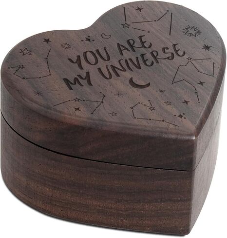 Engagement Slim Wood Ring Box Heart Shaped Ring Case for Proposal,Wedding Ceremony,Christmas Birthday Gift(A promise is forever) in Saudi Arabia
