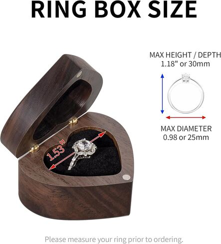 Engagement Slim Wood Ring Box Heart Shaped Ring Case for Proposal,Wedding Ceremony,Christmas Birthday Gift(A promise is forever) in Saudi Arabia