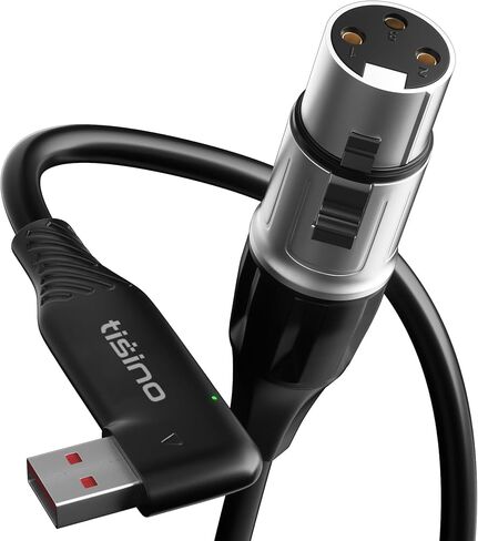 tisino XLR إلى كابل USB، كابل USB للزاوية اليمنى إلى 3 دبوس، كابل USB إلى XLR أنثى ميكروفون محول كابل تحويل رابط الميكروفون لتسجيل الصوت، الكاريوكي، البث المباشر - 3m/10ft in Kuwait