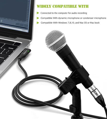 tisino XLR إلى كابل USB، كابل USB للزاوية اليمنى إلى 3 دبوس، كابل USB إلى XLR أنثى ميكروفون محول كابل تحويل رابط الميكروفون لتسجيل الصوت، الكاريوكي، البث المباشر - 3m/10ft in Kuwait