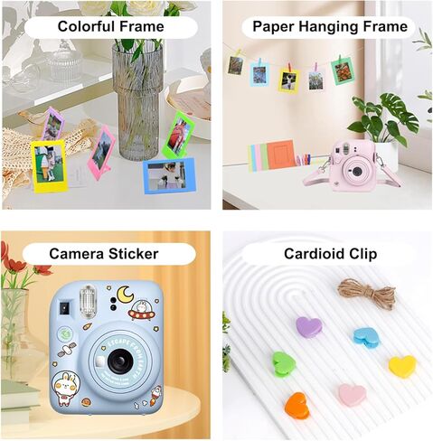 مجموعة ملحقات صغيرة 11 في 1 فورية مكونة من 12 كاميرا Fujifilm Instax Mini 12 مع حافظة كاميرا + ألبوم صور + ملصق DIY + إطار معلق على الحائط + إطار طاولة كبير (زهري وردي) in Kuwait