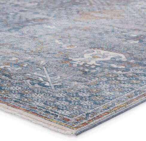 سجادة جايبور ليفينج قابلة للغسل، ناعمة مقاس 3x12، سجادة بوهو، أزرق ورمادي، سجادة المدخل، عداء المدخل in Kuwait