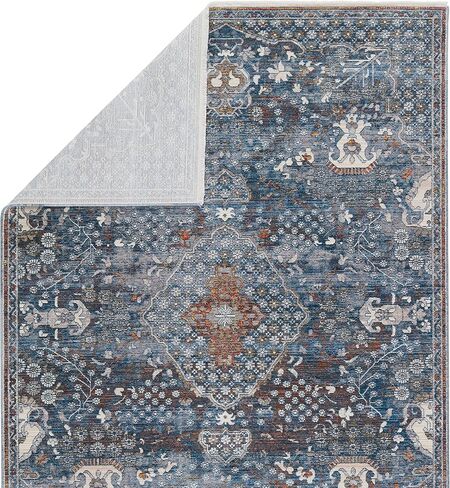 سجادة جايبور ليفينج قابلة للغسل، ناعمة مقاس 3x12، سجادة بوهو، أزرق ورمادي، سجادة المدخل، عداء المدخل in Kuwait