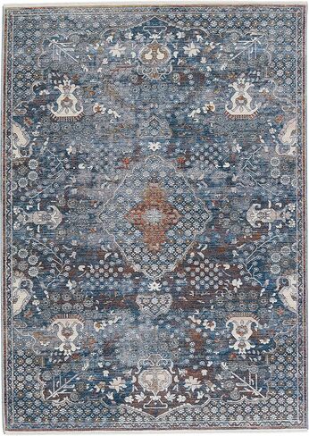 سجادة جايبور ليفينج قابلة للغسل، ناعمة مقاس 3x12، سجادة بوهو، أزرق ورمادي، سجادة المدخل، عداء المدخل in Kuwait