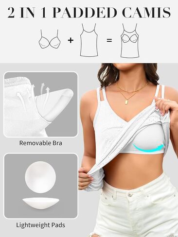 V FOR CITY المرأة تانك القمم مع المدمج في الصدرية فلوي العيينة التطريز الخامس الرقبة بروتيل قابل للتعديل السباغيتي حزام كاميس القمصان in Kuwait