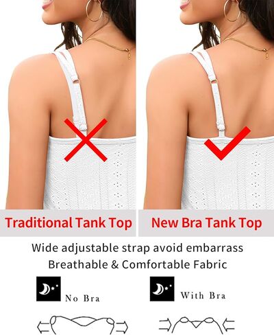 V FOR CITY المرأة تانك القمم مع المدمج في الصدرية فلوي العيينة التطريز الخامس الرقبة بروتيل قابل للتعديل السباغيتي حزام كاميس القمصان in Kuwait