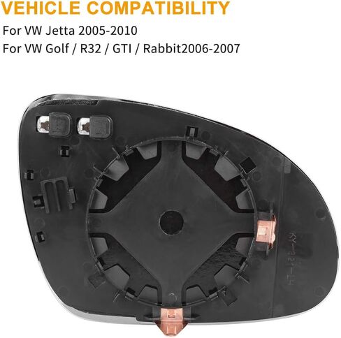 X AUTOHAUX Mirror Glass Heated with Backing Plate Driver Side Left Side Rear View Mirror Glass for VW R32 Jetta GTI Passat Rabbit in Saudi Arabia