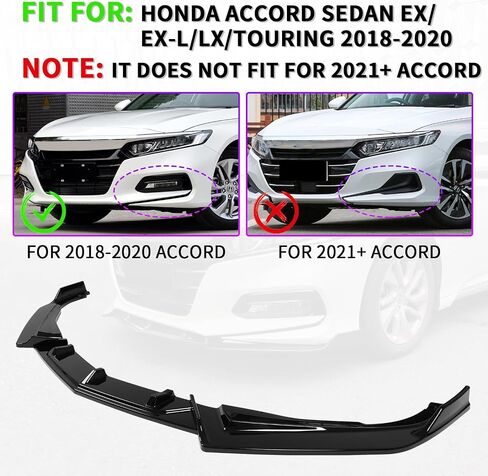 جناح ممتص الصدمات الأمامي القديم متوافق مع Honda Accord Sedan SE/EX-L/LX/Touring 2018-2020، طقم الجسم المفسد أسفل الذقن، جناح رياضي سفلي in Kuwait