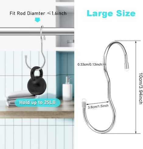 12 Pack Handbag Hanger Organizer Metal S Hooks with Storage Bag, Purse Hangers Bag Hooks Closet, Large Size Closet Rod Hooks for Hanging Clothes, Curtain, Plant, Handbags(Silver) in Saudi Arabia