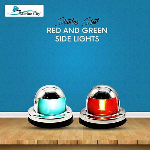 MARINE CITY 316 Stainless Steel Red and Green Side Bow Lights | 1.32 x 0.9 Inches High | Ideal for Boats, Marines, Yachts in Saudi Arabia