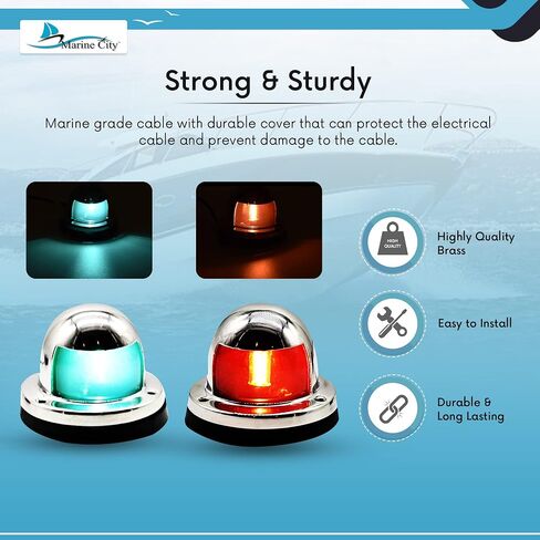 MARINE CITY 316 Stainless Steel Red and Green Side Bow Lights | 1.32 x 0.9 Inches High | Ideal for Boats, Marines, Yachts in Saudi Arabia