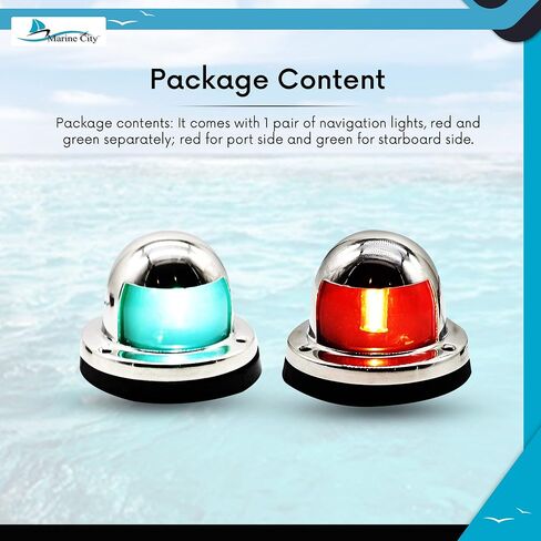 MARINE CITY 316 Stainless Steel Red and Green Side Bow Lights | 1.32 x 0.9 Inches High | Ideal for Boats, Marines, Yachts in Saudi Arabia