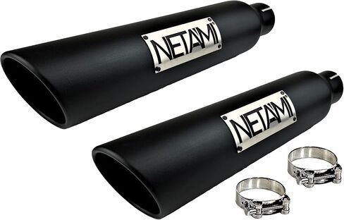 مدخل 2.5 بوصة إلى مخرج 4 بوصة طرف عادم NETAMI من الفولاذ المقاوم للصدأ مع طلاء سيراميك بدرجة حرارة عالية NT254018RBK مدخل 2.5 بوصة، مخرج 4 بوصة، الطول الإجمالي: 18 بوصة مشبك على قطعتين in Kuwait