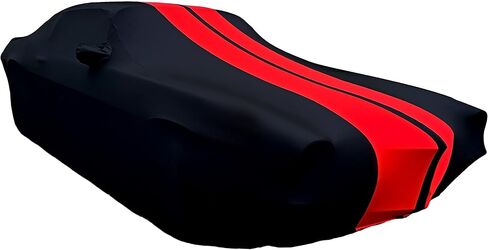 1967-1981 Camaro Indoor Car Cover Ultraguard Sport Series Stretch Satin - The Ultimate Custom Fit for Classic Chevrolet Camaro (Black with Red Stripes) in Saudi Arabia
