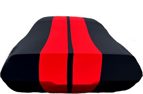 1967-1981 Camaro Indoor Car Cover Ultraguard Sport Series Stretch Satin - The Ultimate Custom Fit for Classic Chevrolet Camaro (Black with Red Stripes) in Saudi Arabia
