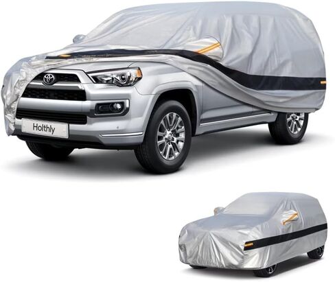 Holthy 10 Layers Car Cover Custom Fit for Toyota 4Runner (2002-2024) Waterproof All Weather for Automobiles, Outdoor Full Cover Rain Sun UV Protection with Zipper Cotton. Silver in Saudi Arabia