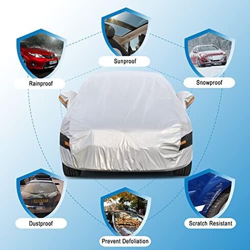 Holthy 10 Layers Car Cover Custom Fit for Toyota 4Runner (2002-2024) Waterproof All Weather for Automobiles, Outdoor Full Cover Rain Sun UV Protection with Zipper Cotton. Silver in Saudi Arabia