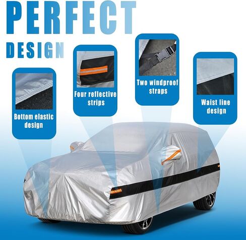 Holthy 10 Layers Car Cover Custom Fit for Toyota 4Runner (2002-2024) Waterproof All Weather for Automobiles, Outdoor Full Cover Rain Sun UV Protection with Zipper Cotton. Silver in Saudi Arabia