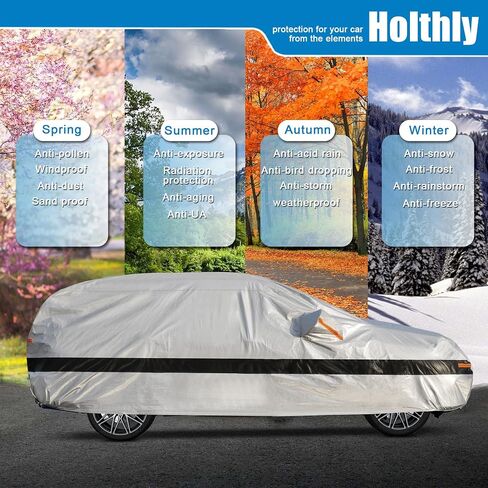 Holthy 10 Layers Car Cover Custom Fit for Toyota 4Runner (2002-2024) Waterproof All Weather for Automobiles, Outdoor Full Cover Rain Sun UV Protection with Zipper Cotton. Silver in Saudi Arabia