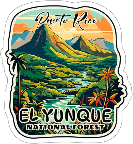ملصق El Yunque National Forest Puerto Rico ملصق فينيل صغير مقاوم للماء لزجاجة المياه وكوب جواز السفر ودفتر القصاصات والكمبيوتر المحمول ولوح التزلج مقاس الهاتف 4 بوصات in Saudi Arabia